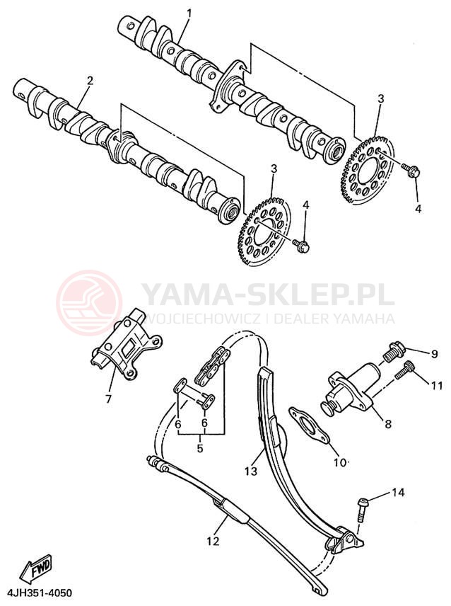 Schemat "Rozrząd - łańcuszek" do Yamaha YZF600R YZF600RL/YZF600RLC