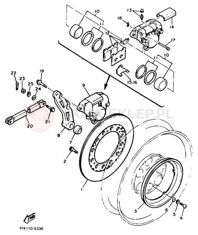 Schemat "Zacisk hamulcowy tylny" do Yamaha V-MAX 1200 VMX12AC/VMX12A