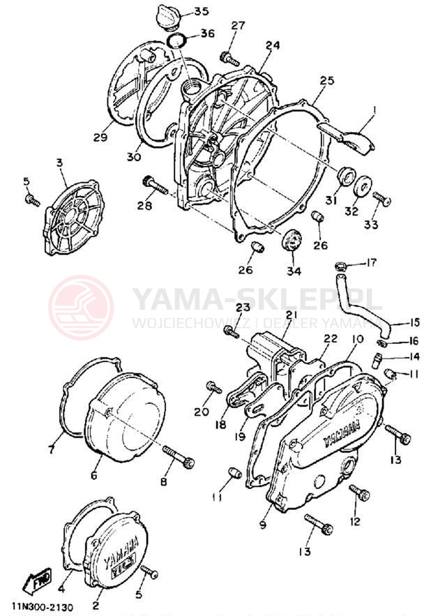 Schemat "Pokrywa silnika" do Yamaha XJ650LJ
