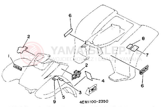 Schemat "naklejki" do Yamaha BADGER YFM80D