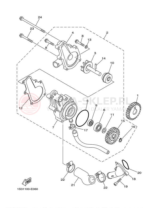 Schemat "Pompa wody" do Yamaha RAPTOR 700 SE YFM7RSEZ