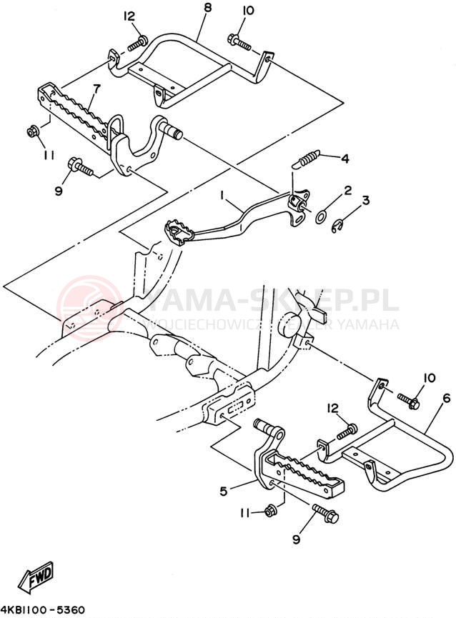 Schemat "Stopka postojowa i podnóżki" do Yamaha WOLVERINE YFM35FXG_M