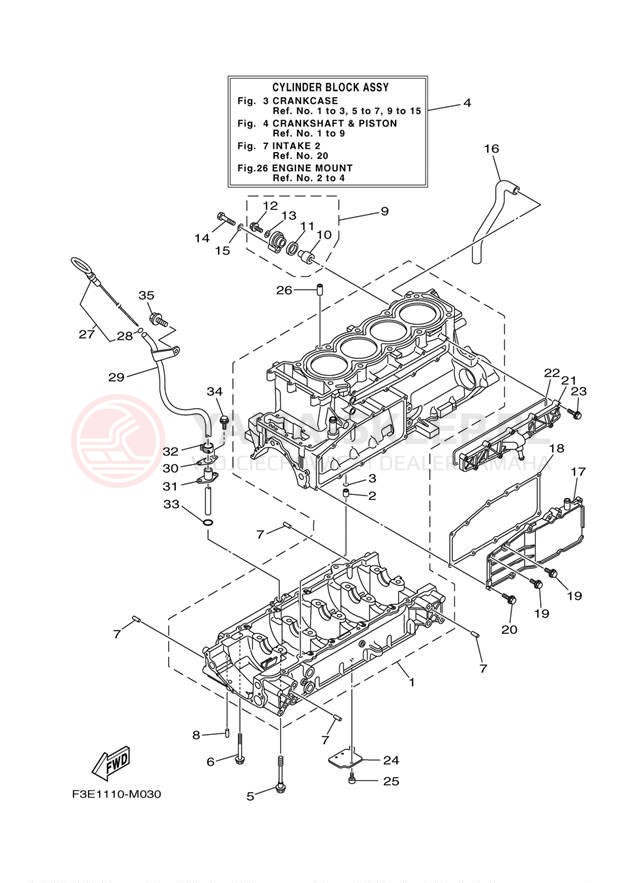 Schemat "Obudowa silnika" do Yamaha AR192 RM1800BN/RM1800AN