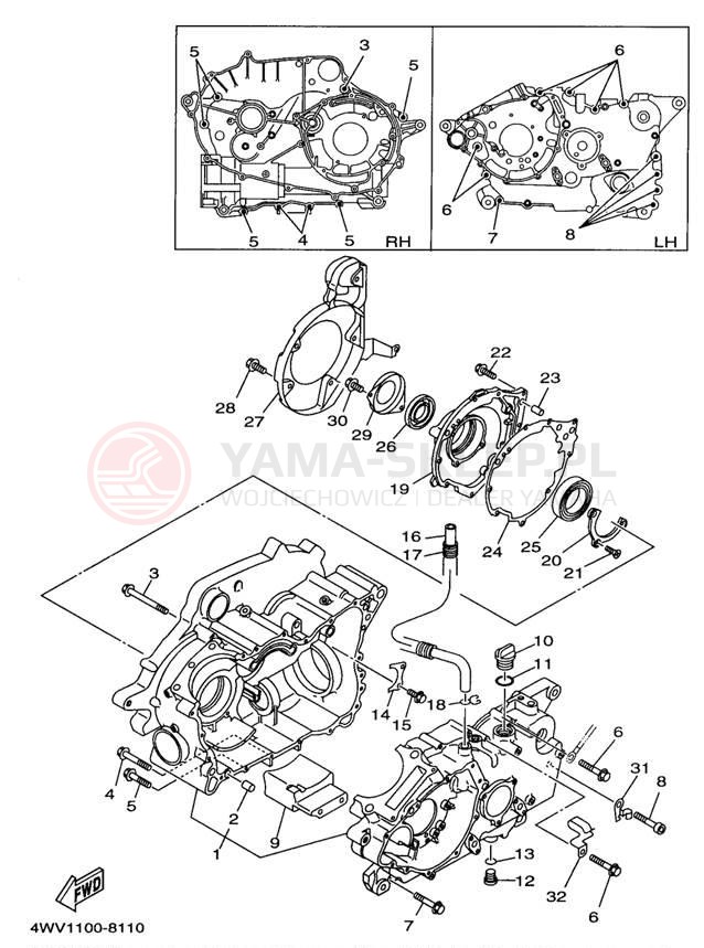 Schemat "Obudowa silnika" do Yamaha GRIZZLY YFM600FWAK/YFM600FWAK