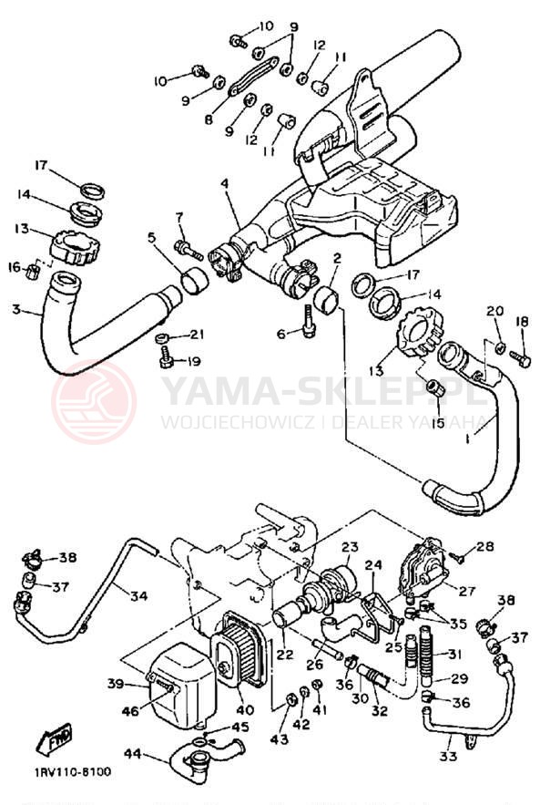 Schemat "Wydech końcowy" do Yamaha VIRAGO 1100 XV1100TC/XV1100T