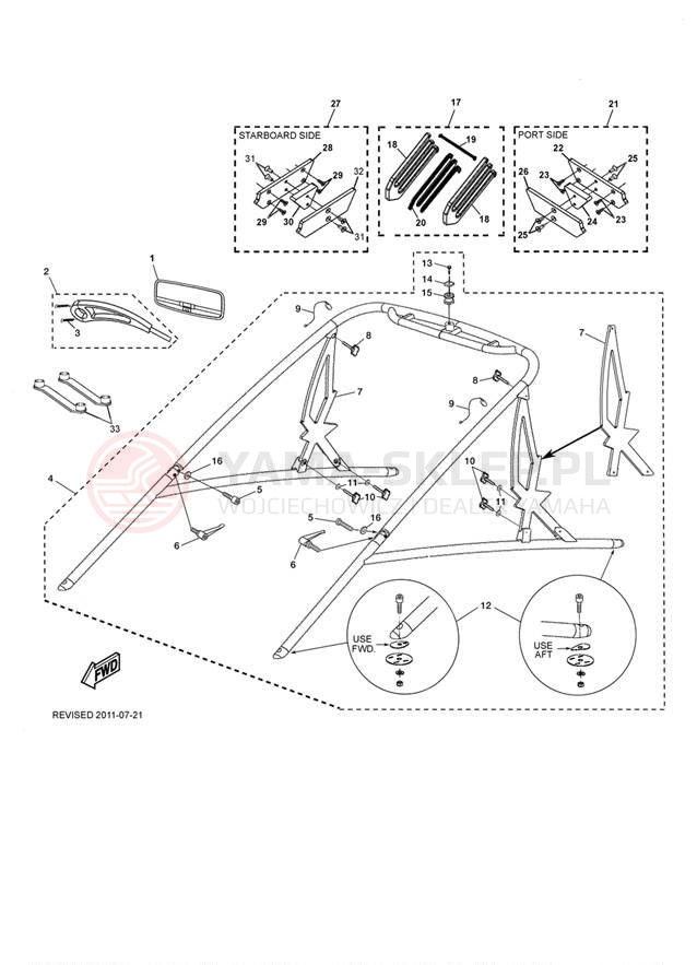 Schemat "WAKEBOARD TOWER" do Yamaha 212X FAT1100BJ/FAT1100AJ