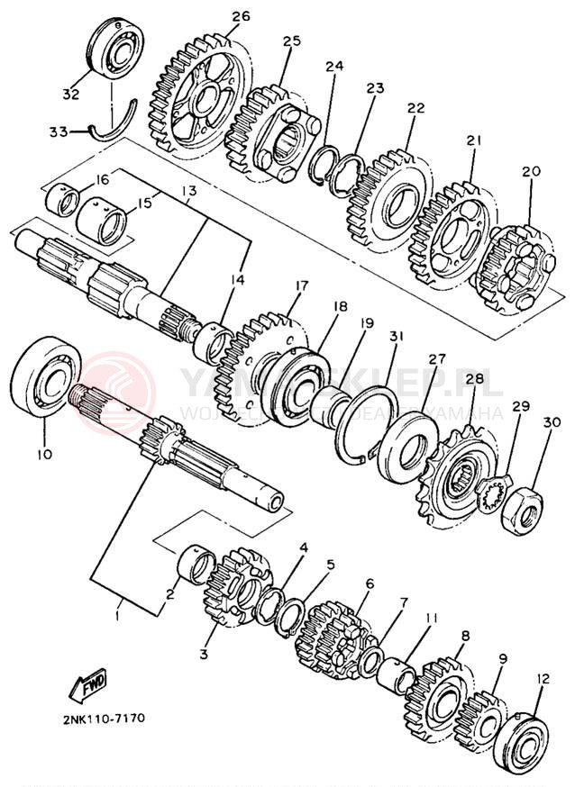Schemat "Skrzynia biegów " do Yamaha FZR750RU