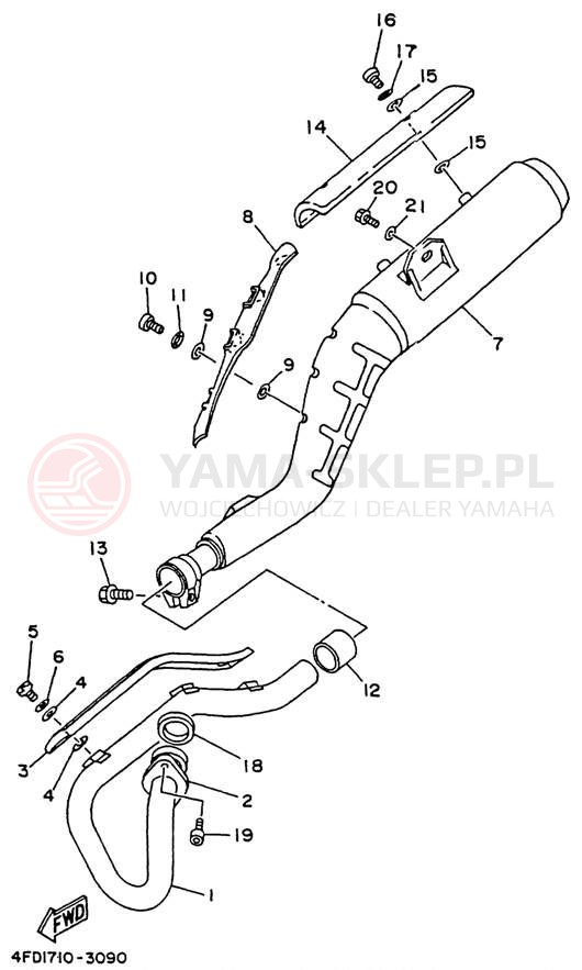 Schemat "Wydech końcowy" do Yamaha SEROW XT225E/XT225EC