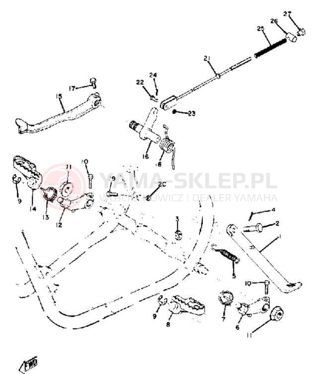 Schemat "Stopka postoj., dźw. Hamulca tył" do Yamaha SC500