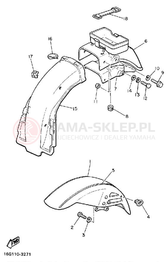 Schemat "błotnik" do Yamaha XJ650LK