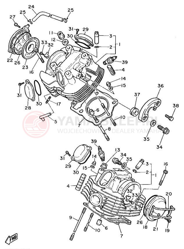 Schemat "głowica" do Yamaha VIRAGO 1100 XV1100F/XV1100FC