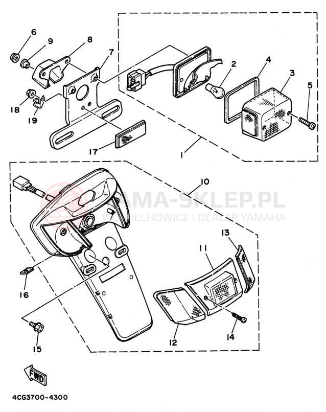 Schemat "lampa tył" do Yamaha JOG CY50J