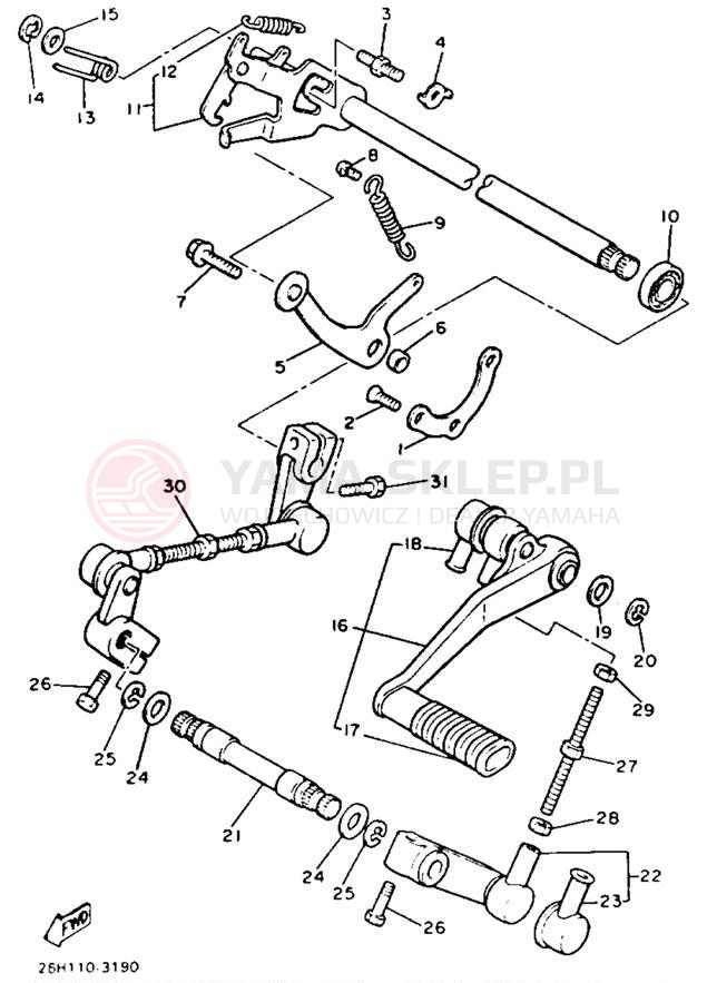 Schemat "Dźwignia zmiany biegów, wałek" do Yamaha XVZ12DL/XVZ12DKC2