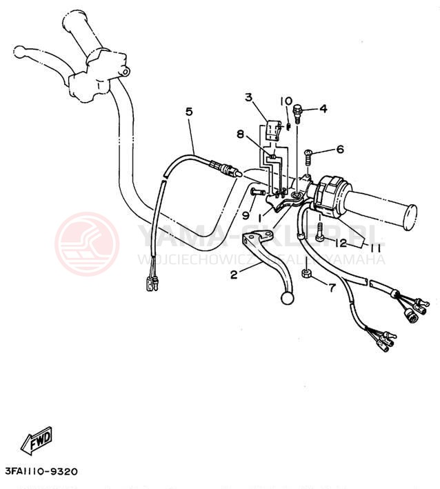 Schemat "Kierownica i osprzęt" do Yamaha BREEZE YFA1G