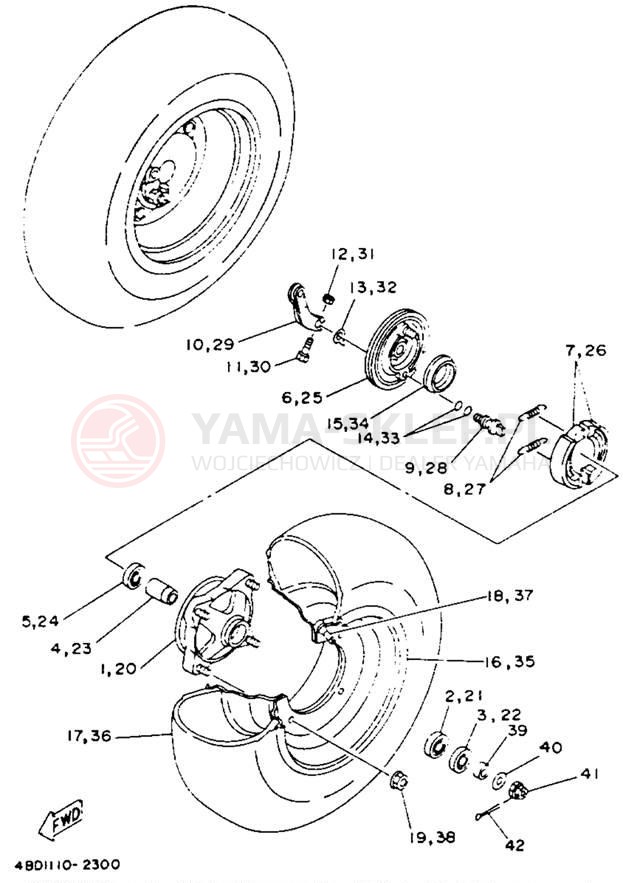 Schemat "Koło przód" do Yamaha TIMBERWOLF 2WD YFB250E
