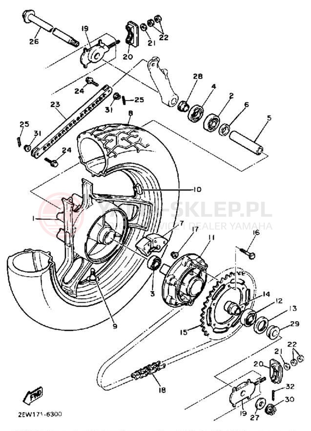 Schemat "Koło tył" do Yamaha FZ600SC/FZ600S