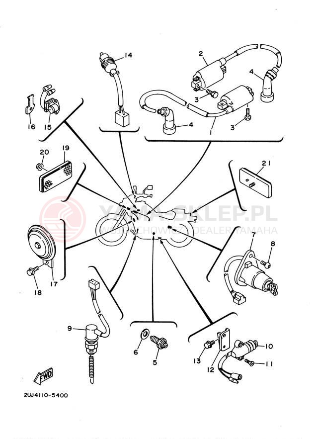 Schemat "układ elektryczny" do Yamaha VIRAGO 250 XV250R/XV250RC
