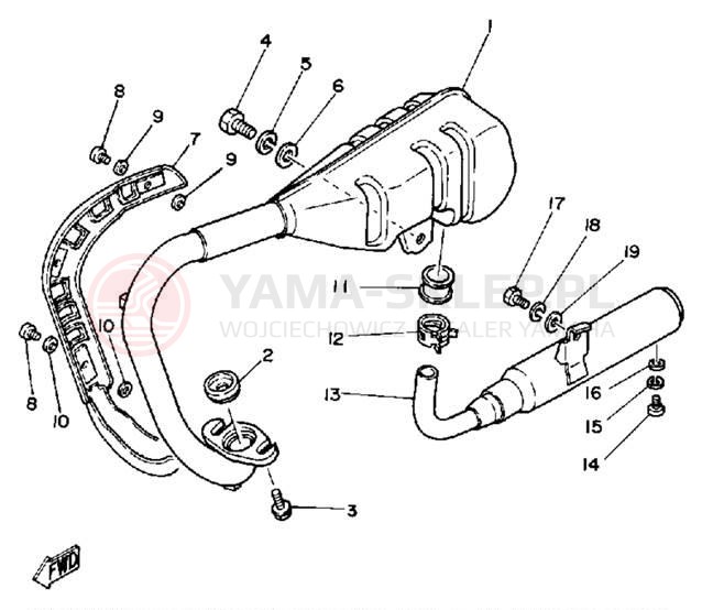 Schemat "Wydech końcowy" do Yamaha Y-ZINGER PW50K