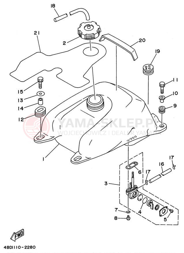 Schemat "zbiornik paliwa" do Yamaha YFB250H_MN/YFB250UH_M