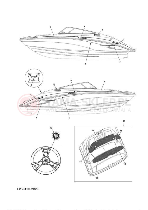 Schemat "naklejki" do Yamaha AR210 LAT1100AM