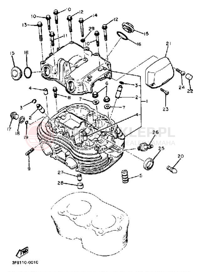 Schemat "głowica" do Yamaha XS400SJ