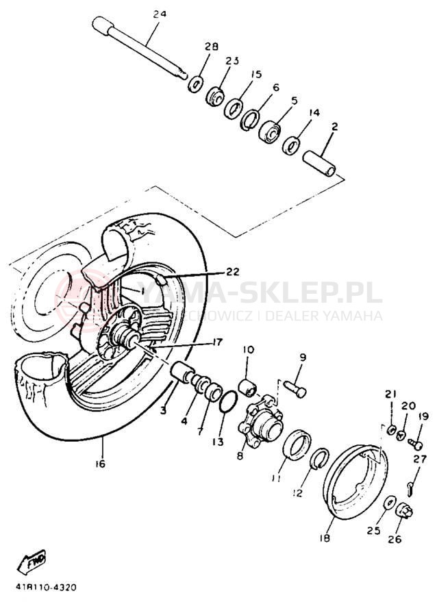 Schemat "Koło tył" do Yamaha XVZ12DL/XVZ12DKC2