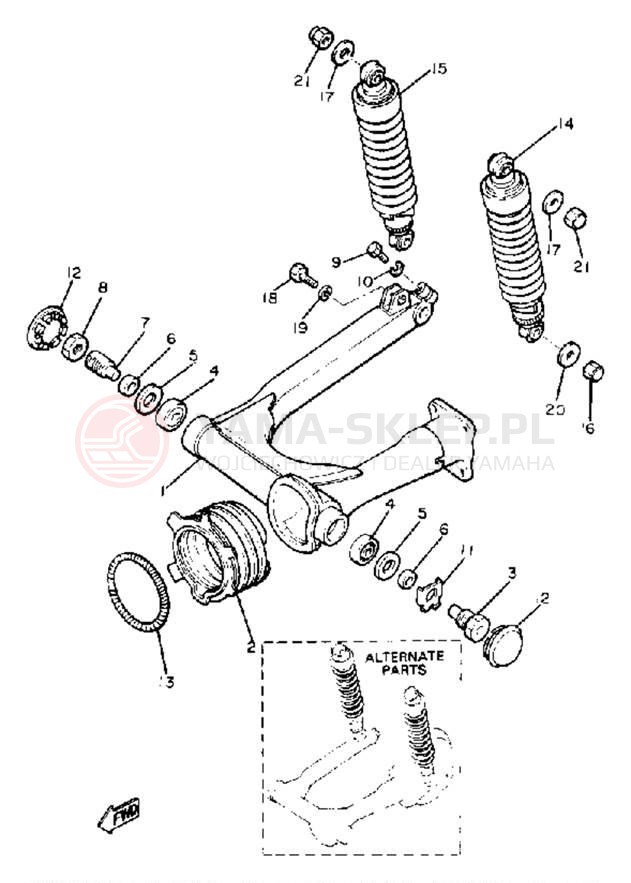 Schemat "wahacz, zawieszenie tył" do Yamaha XJ750RH