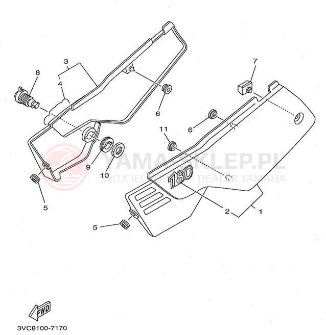 Schemat "Pokrywa boczna" do Yamaha RT180K