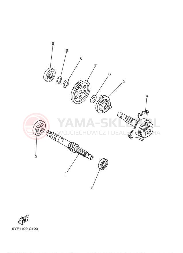 Schemat "Skrzynia biegów " do Yamaha RAPTOR 50 YFM50S