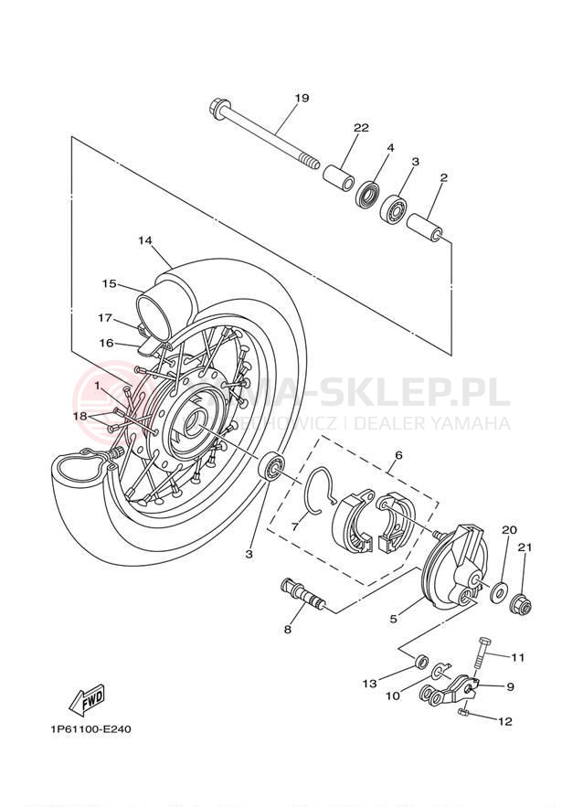 Schemat "Koło przód" do Yamaha TT-R50E TTR50EW