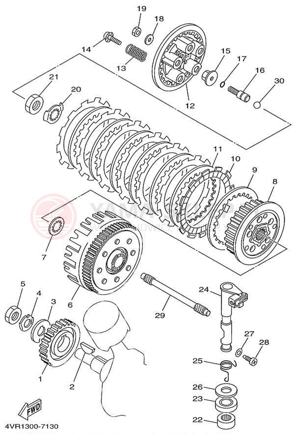Schemat "sprzęgło" do Yamaha V-STAR CUSTOM XVS650KC/XVS650K