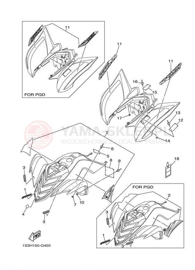 Schemat "naklejki" do Yamaha RAPTOR 700 YFM70RXGY/YFM70RXL
