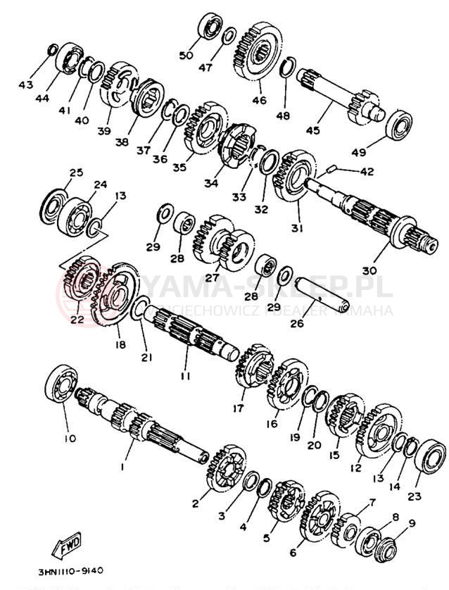 Schemat "Skrzynia biegów " do Yamaha BIG BEAR 4WD YFM350FWE