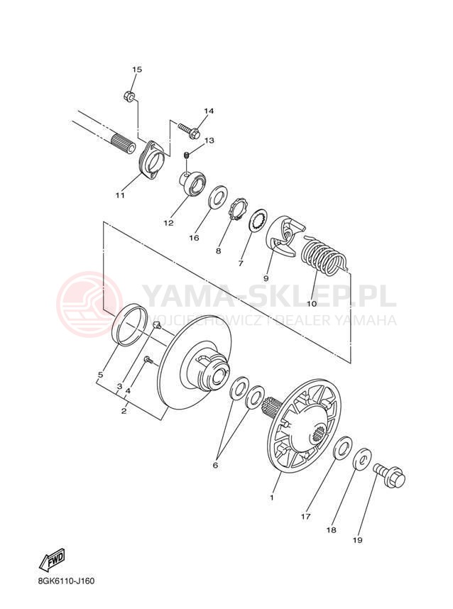 Schemat "Przeniesienie napędu" do Yamaha PHAZER XTX PZ50XTEW