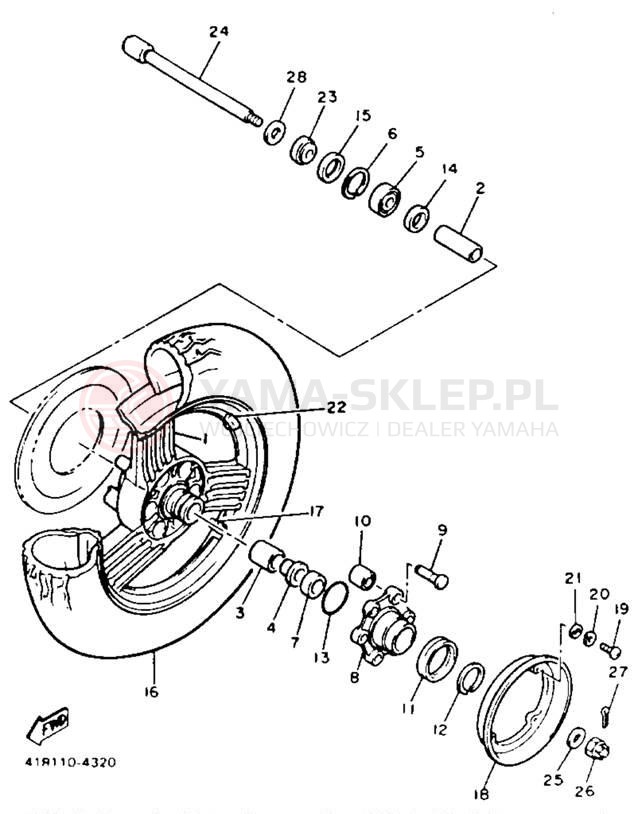 Schemat "Koło tył" do Yamaha XVZ13TC/XVZ13T