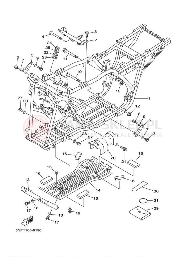 Schemat "rama" do Yamaha GRIZZLY YFM600FMC/YFM600FM