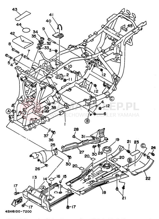 Schemat "rama" do Yamaha KODIAK 4WD YFM400FWK