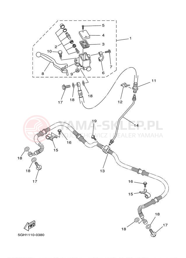 Schemat "Pompa hamulcowa przednia" do Yamaha KODIAK 2WD YFM400AN