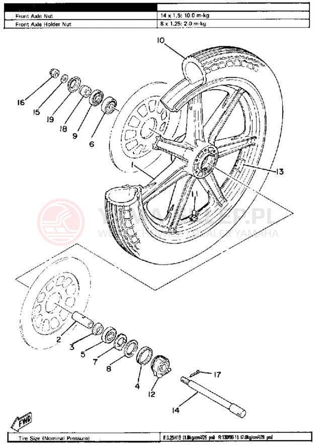 Schemat "Koło przód" do Yamaha XS850SG