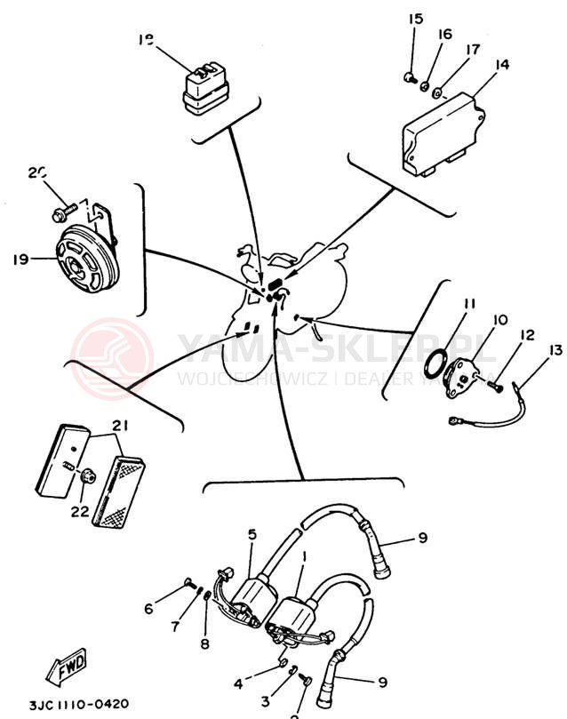 Schemat "układ elektryczny" do Yamaha VIRAGO 535 XV535E/XV535EC