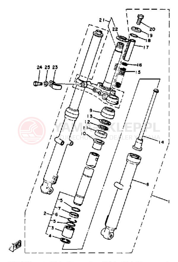 Schemat "Amortyzatory przód" do Yamaha SR185J
