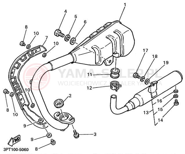 Schemat "Wydech końcowy" do Yamaha YZINGER PW50L1