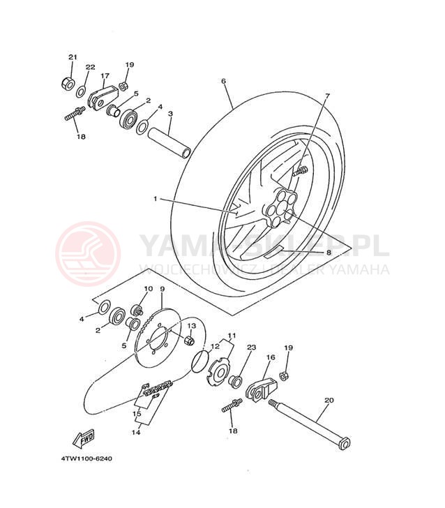 Schemat "Koło tył" do Yamaha TZ250L