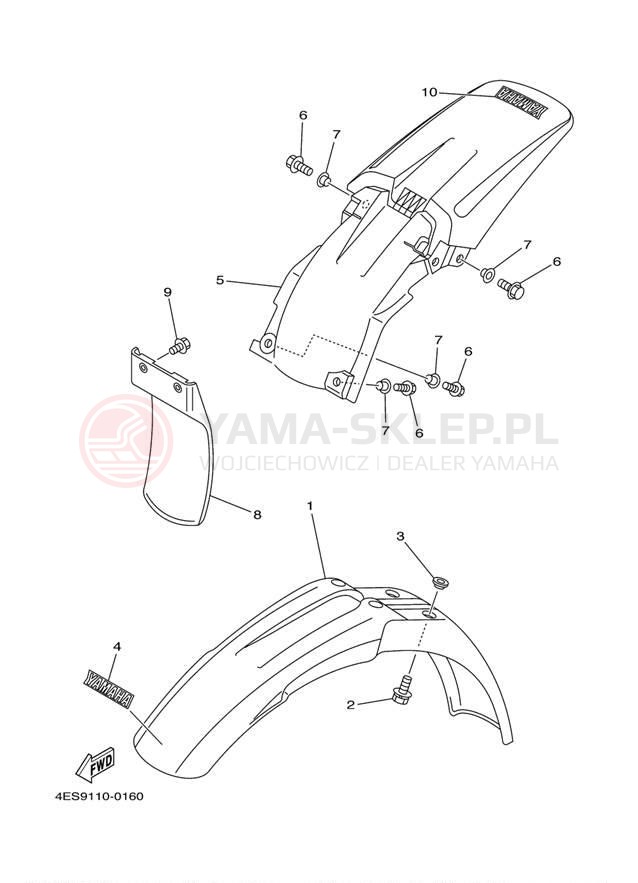 Schemat "błotnik" do Yamaha YZ80 YZ80N1