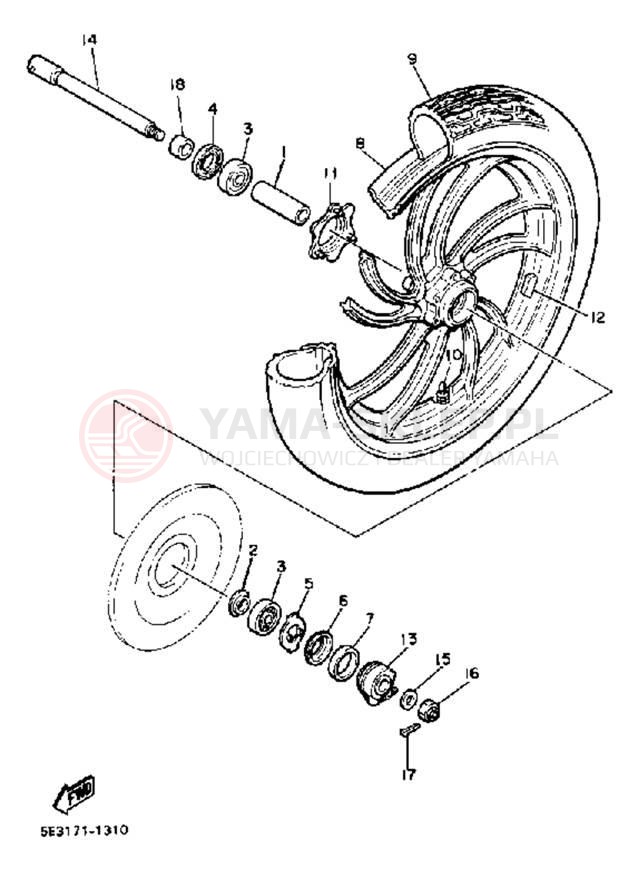 Schemat "Koło przód" do Yamaha VIRAGO 750 XV750K