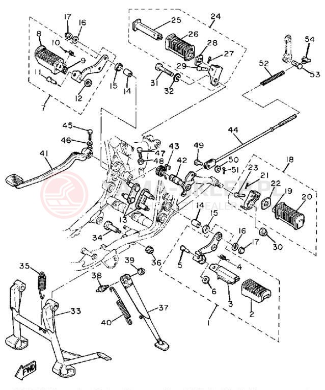 Schemat "Stopka postojowa i podnóżki" do Yamaha SR500H