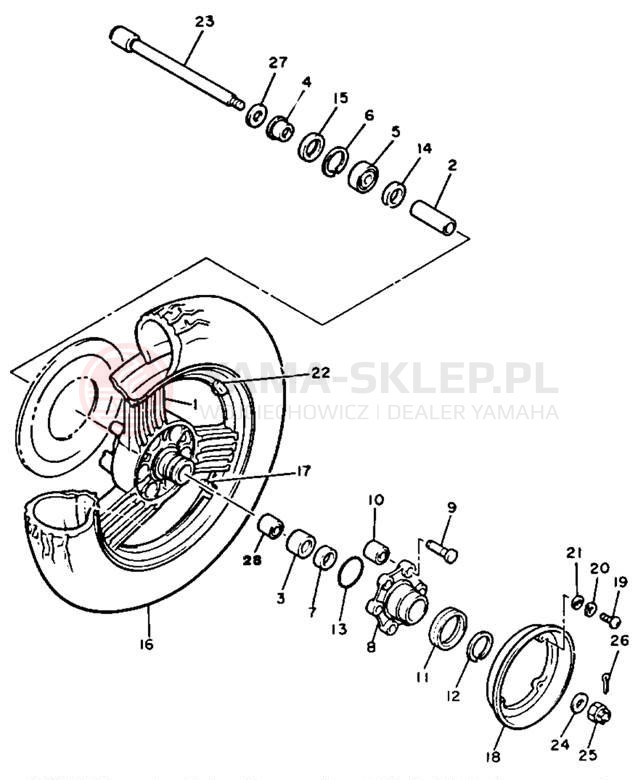Schemat "Koło tył" do Yamaha XVZ12TK