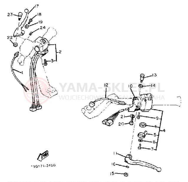 Schemat "Kierownica i osprzęt" do Yamaha XJ1100J