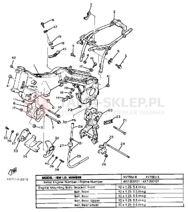 Schemat "rama" do Yamaha VIRAGO 750 XV750J
