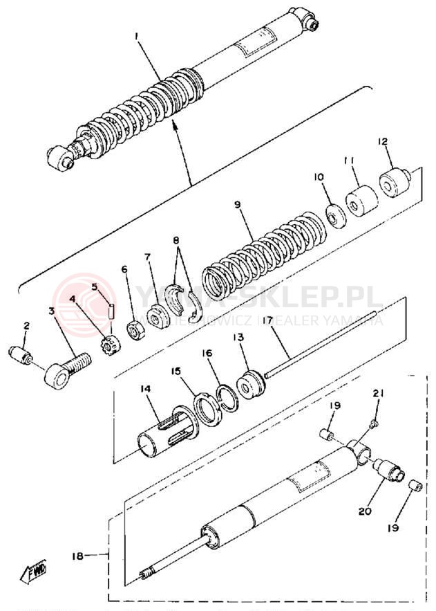 Schemat "Amortyzator tylny" do Yamaha IT175F